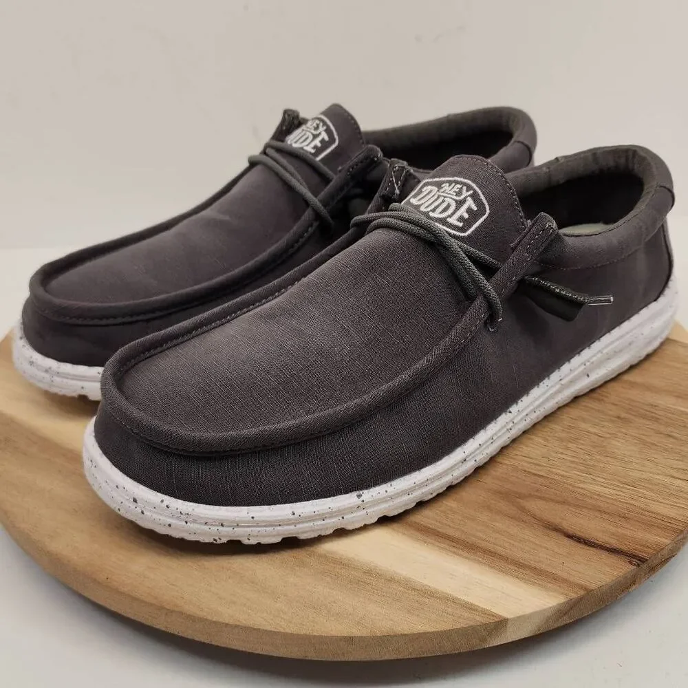 Hey Dude Wally SLUB Canvas Gray Mens Shoes Size 11 - Picture 7 of 11